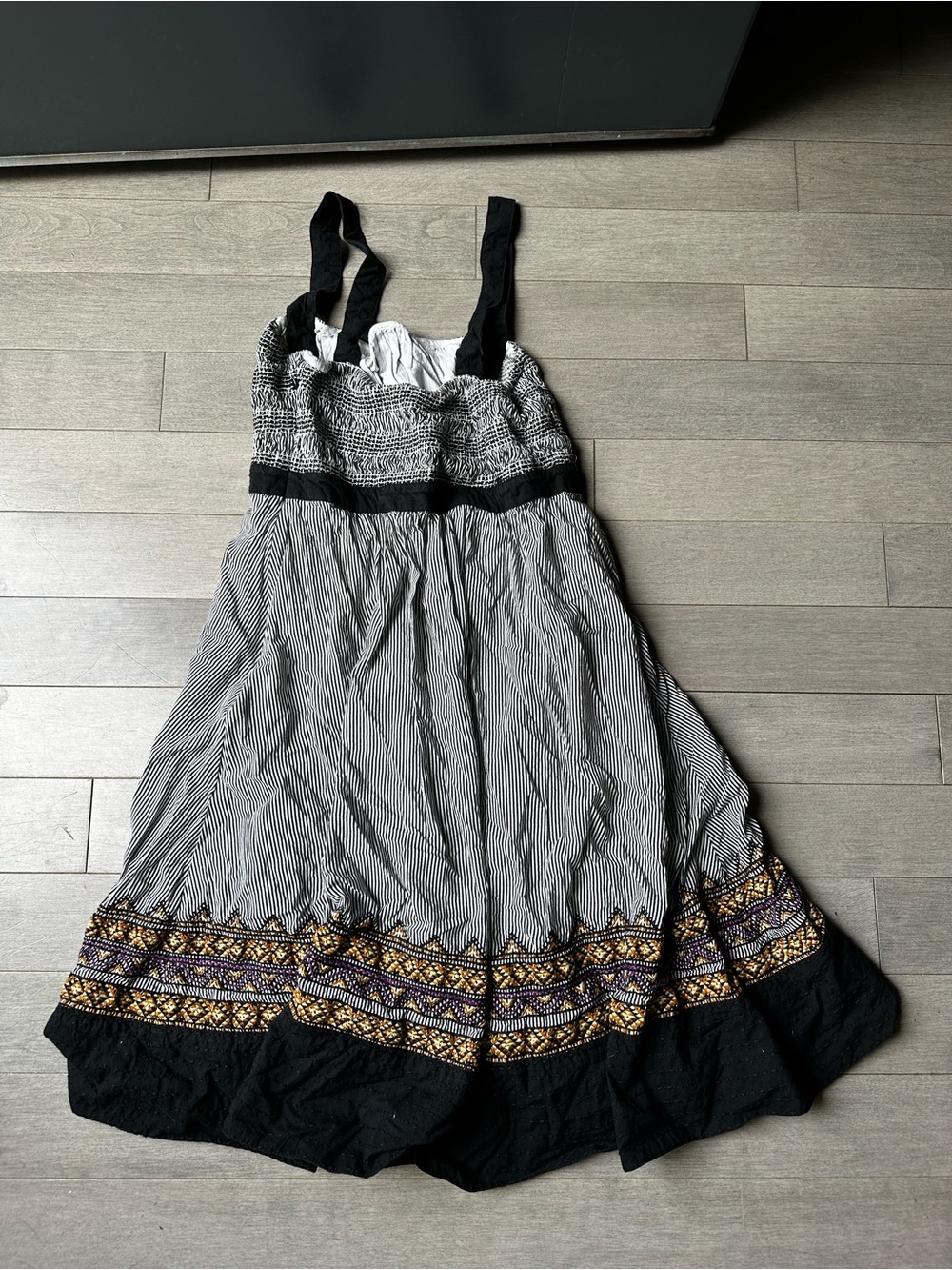 Women’s Anthropology Lithe Black And White Stripe Fiddlers Song Summer Dress 8 - Picture 4 of 5
